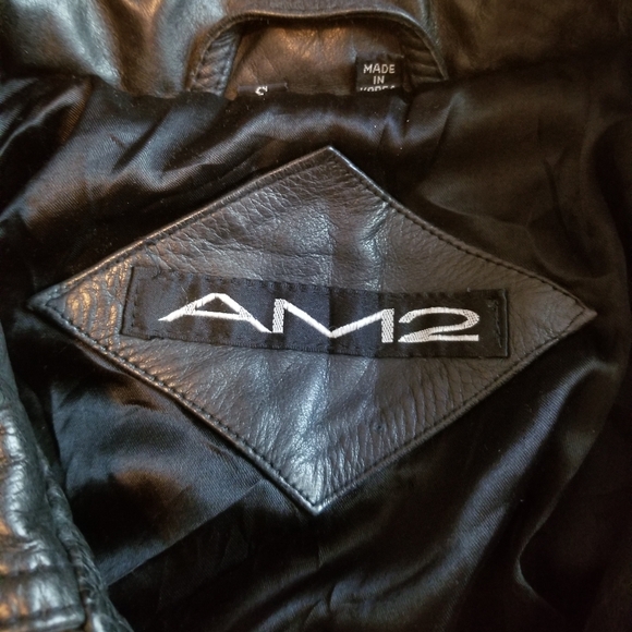Vintage AM2 Andrew Marc chunky black leather jacket size small Excellent thick - Picture 7 of 16